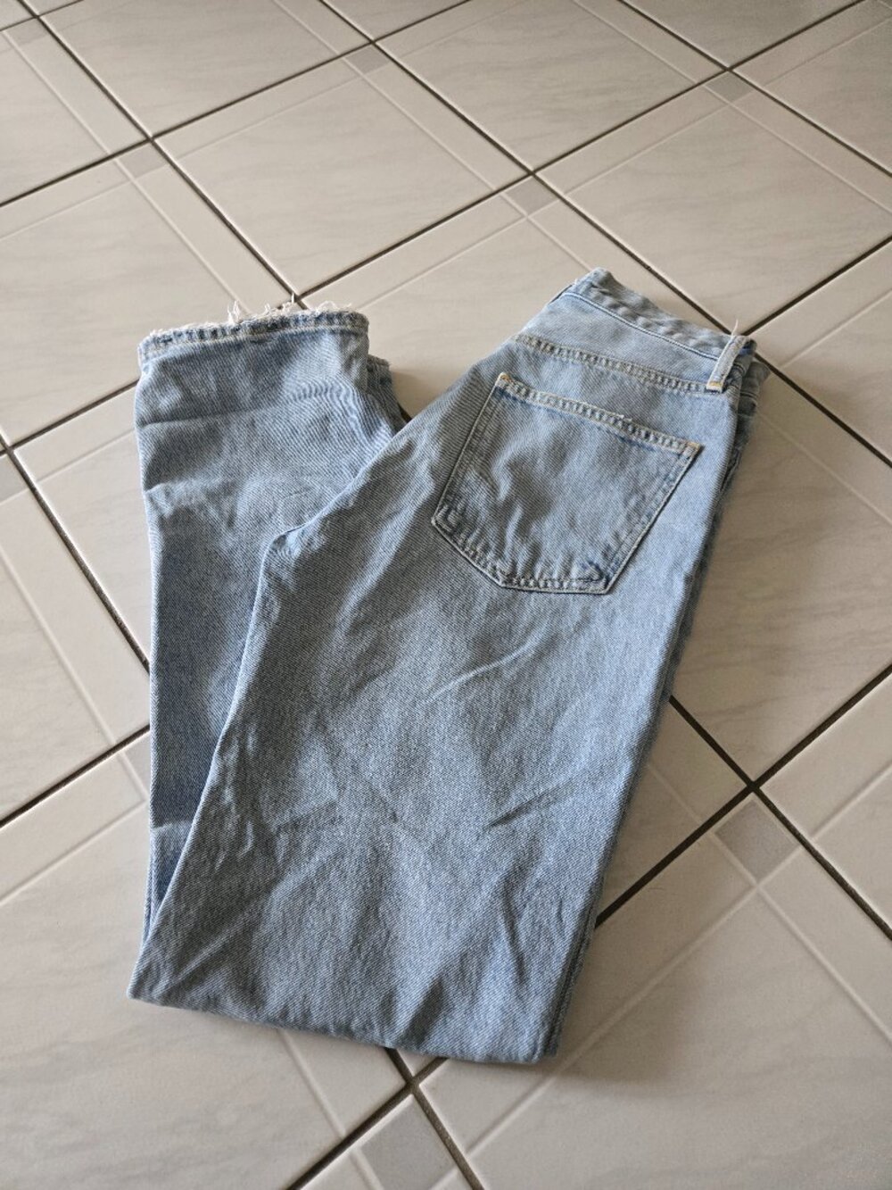 Agolde 90s Pinch Waist Jeans Flashback Light Blue Distressed Wash 24